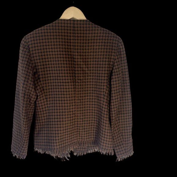 Raffinati Le Collezioni Brown/Black Fringe Trim 100% Virgin Wool Jacket Sz 6 - Picture 2 of 5